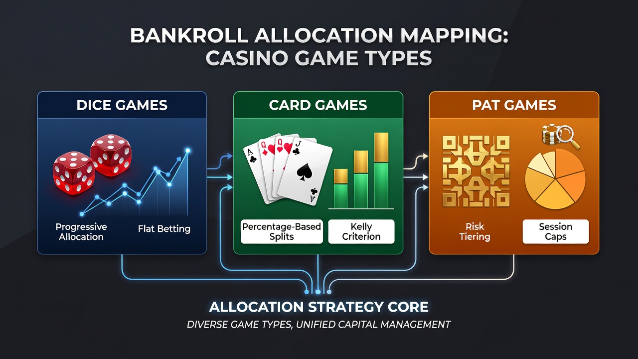 Detailed mapping diagram of bankroll percentages across casino game categories
