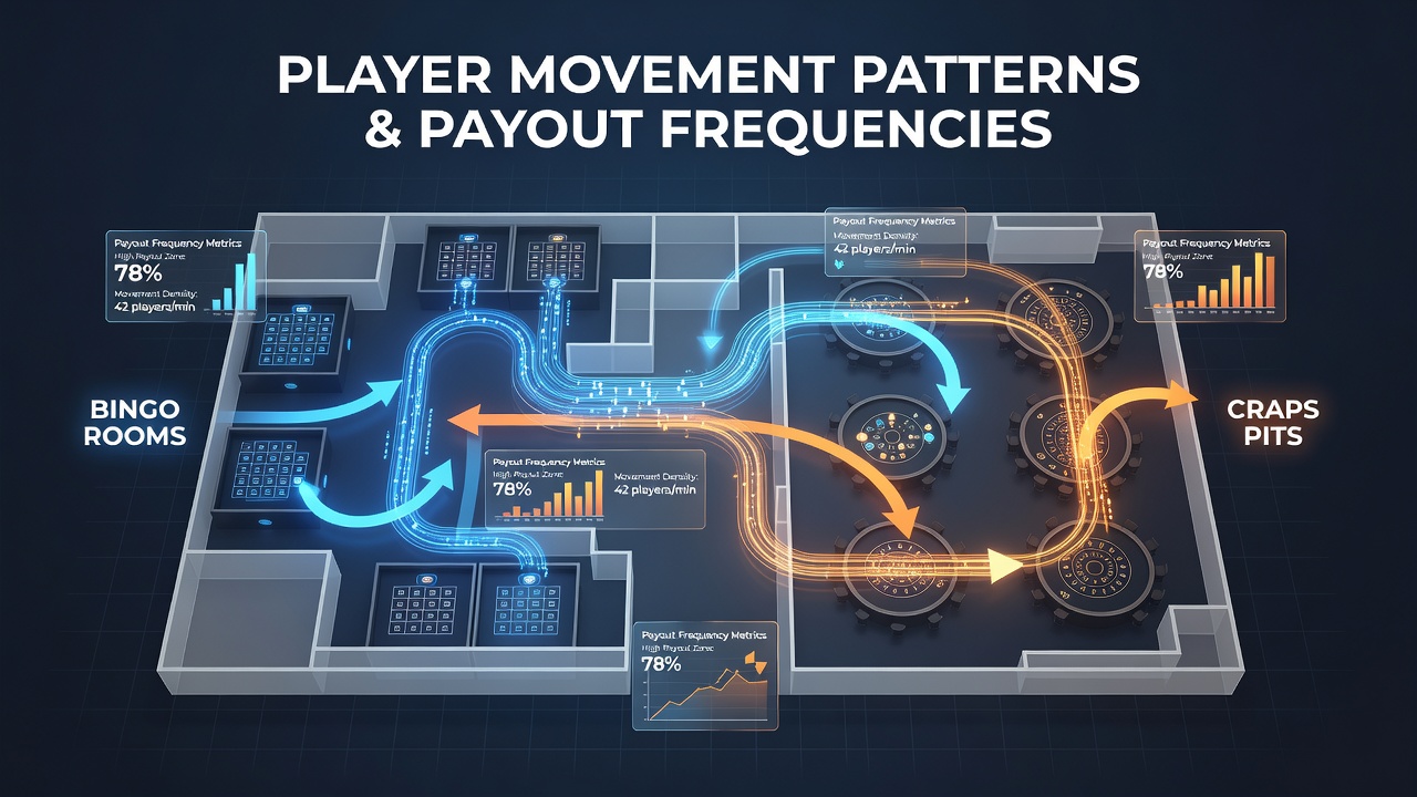 Heatmap visualization of player density shifts between bingo and craps zones at different payout intervals