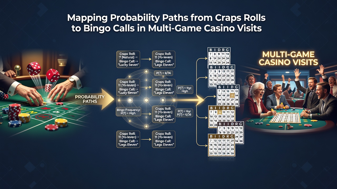 Probability charts overlaying craps dice outcomes with bingo number call distributions