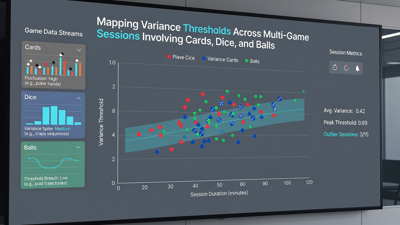 Detailed variance mapping chart showing thresholds across cards dice and balls sessions