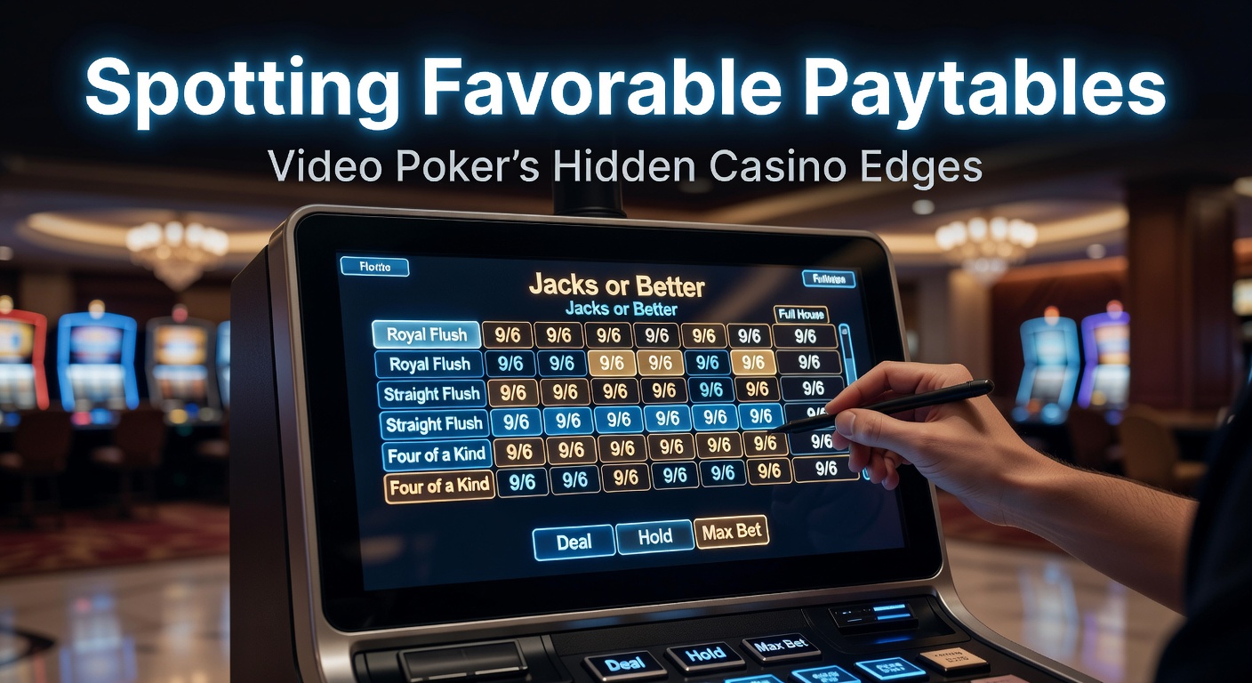 Video poker machine displaying a favorable paytable with highlighted full house and flush payouts