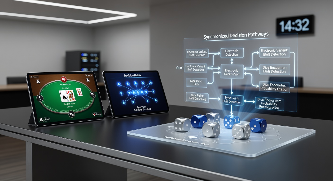 Players transitioning between video poker stations and craps tables during coordinated decision windows